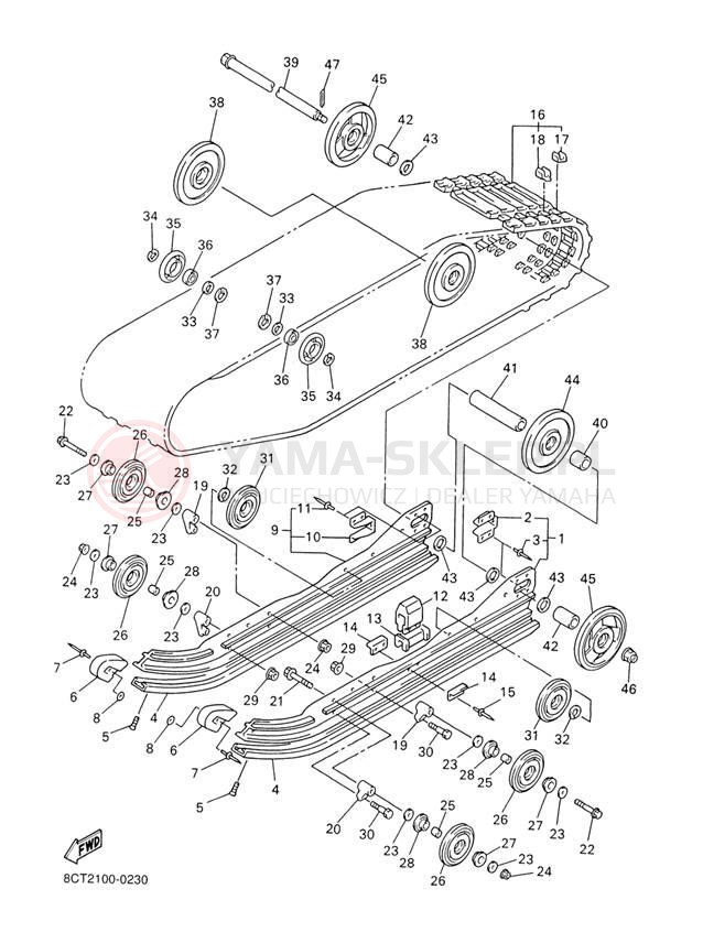 Schemat "Zawieszenie gąsiennicy" do Yamaha SX500