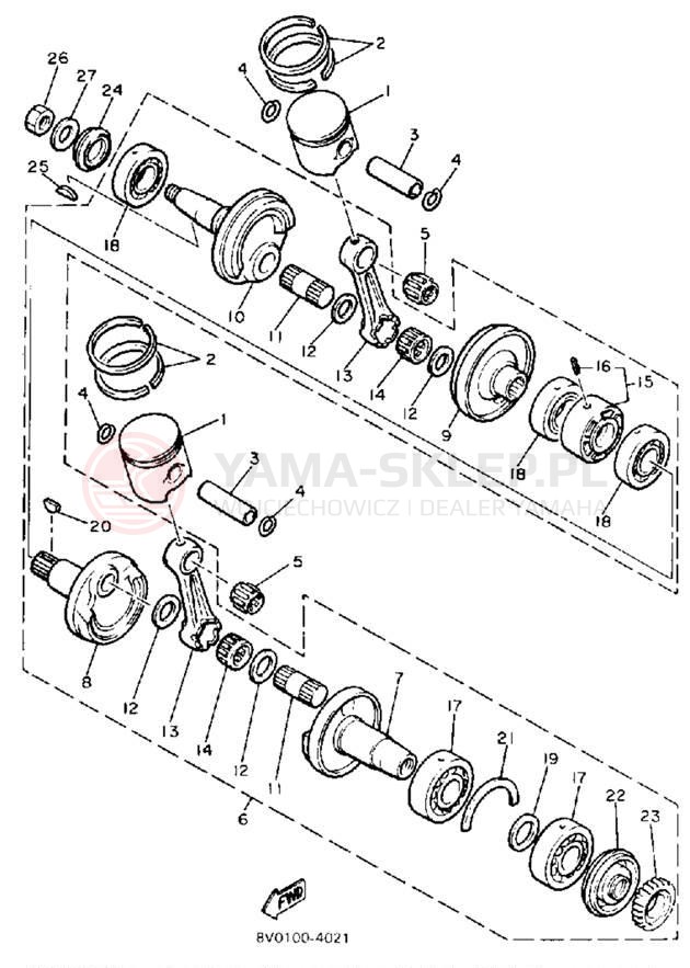 Schemat "Wał korbowy, tłok" do Yamaha PHAZER PZ480L