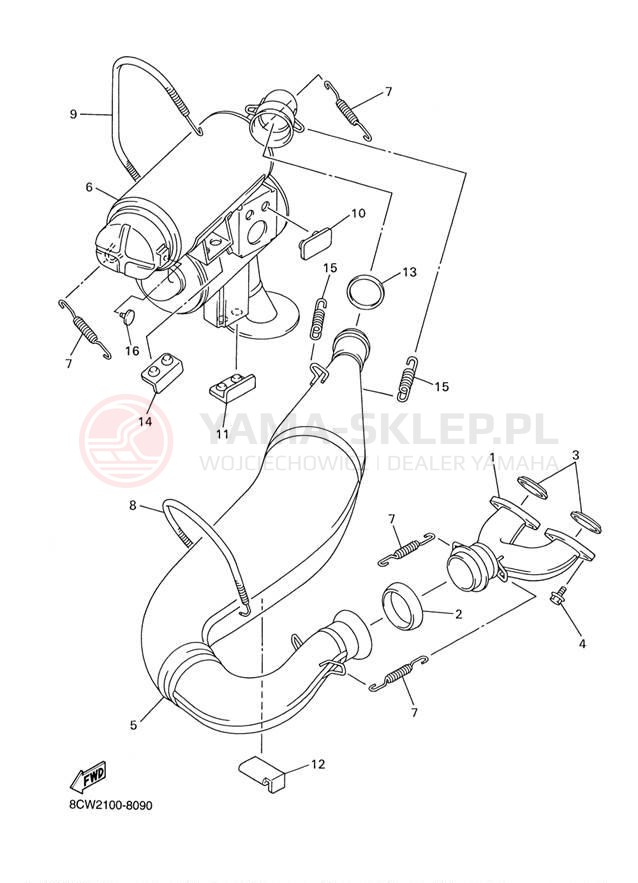 Schemat "Wydech końcowy" do Yamaha SX500R SX500D