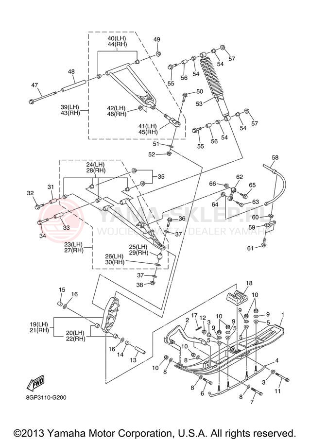 Schemat "płozy" do Yamaha PHAZER MTX PZ50MTXL/PZ50MTXW