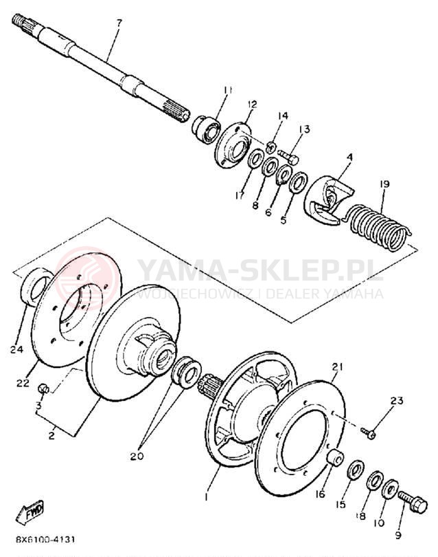 Schemat "Przeniesienie napędu" do Yamaha V-MAX VMX540H