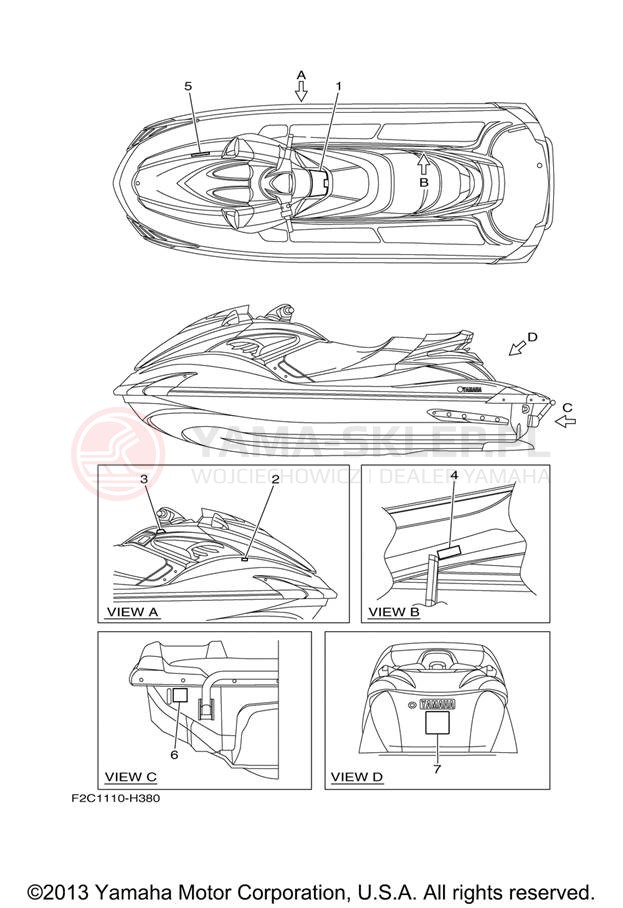 Schemat "naklejki" do Yamaha WAVERUNNER FZS GX1800AJ
