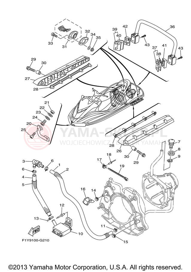 Schemat "HULL & DECK" do Yamaha FX1000AG