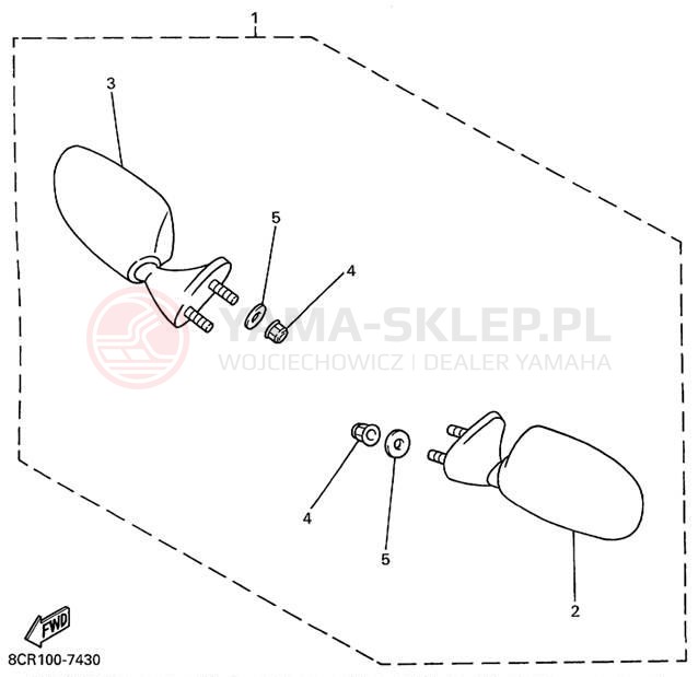Schemat "Lusterko wsteczne" do Yamaha VENTURE 500 XL VT500XLC