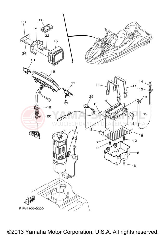 Schemat "układ elektryczny" do Yamaha FX SUPER HIGH OUTPUT FX1800J