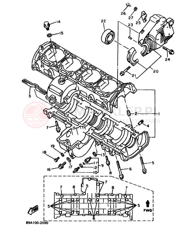 Schemat "Obudowa silnika" do Yamaha VMAX-4 VX750T
