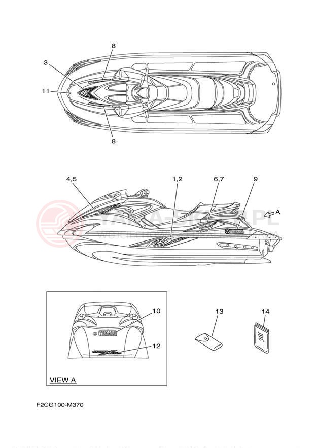 Schemat "naklejki" do Yamaha WAVERUNNER FZS GX1800AM