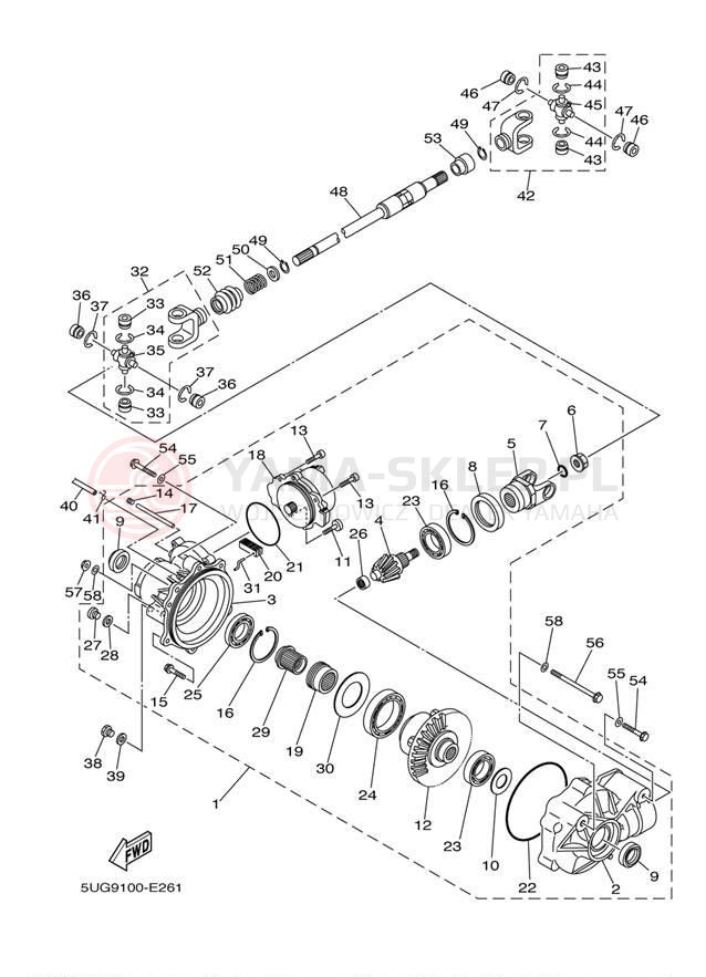 Schemat "Wał napędowy przód" do Yamaha RHINO 660 YXR66FW