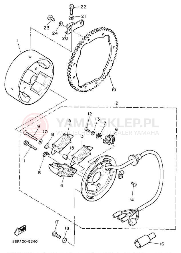 Schemat "prądnica" do Yamaha VK540 VK540EP