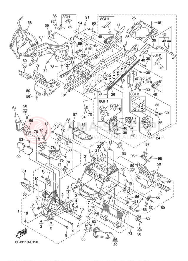 Schemat "rama" do Yamaha VECTOR ER RS90RL/RS90NRL