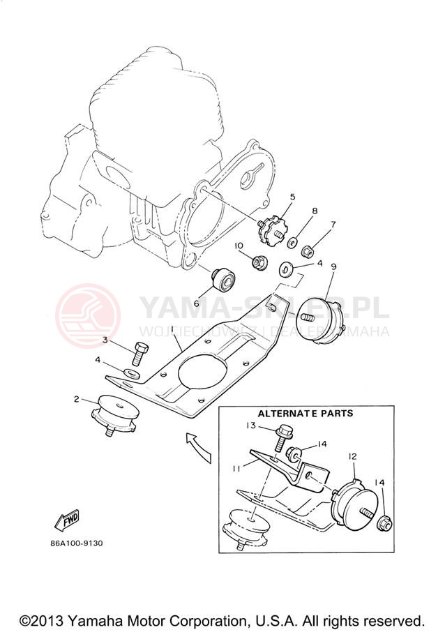 Schemat "Mocowanie silnika" do Yamaha BR250TX