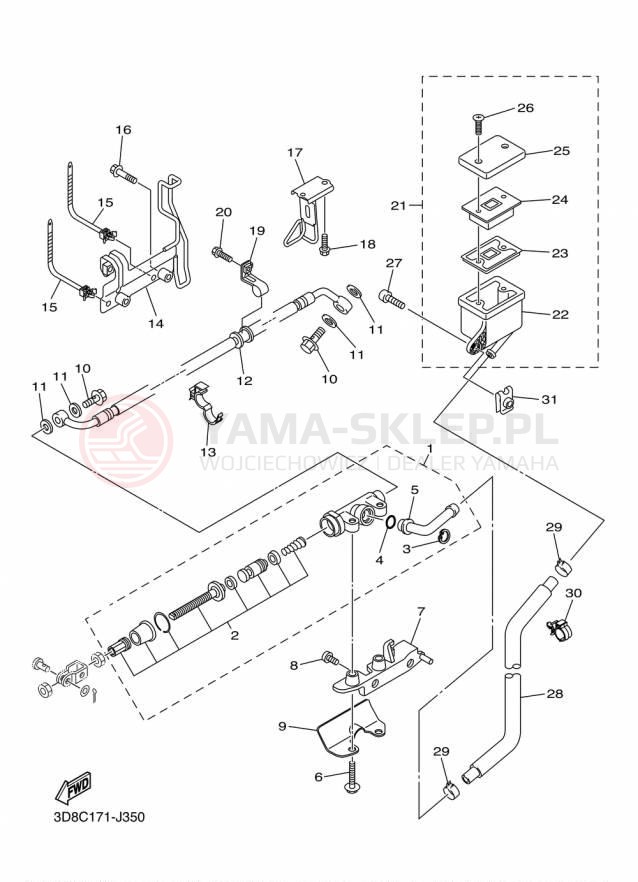 Schemat "Pompa hamulcowa tył" do Yamaha V STAR 1300 XVS13AFCS/XVS13AFS