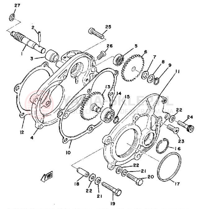 Schemat "przeniesienie napędu" do Yamaha GP440A