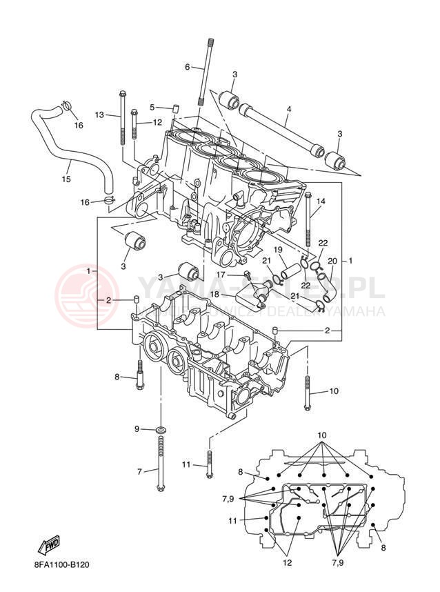 Schemat "Obudowa silnika" do Yamaha RX-1 ER RX10RJ/RX10RSJ