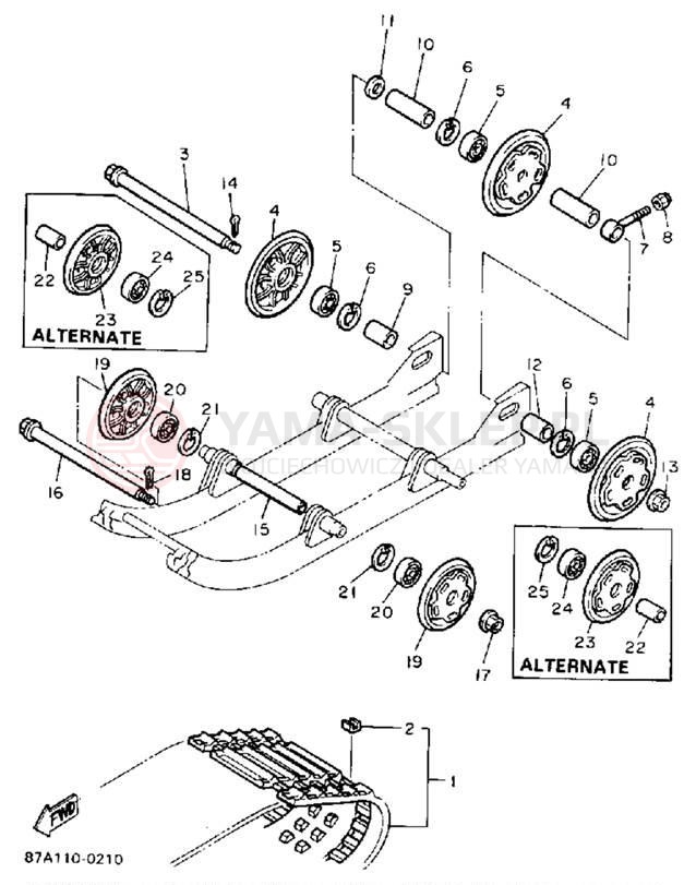 Schemat "Zawieszenie gąsiennicy" do Yamaha SNOSPORT SV125P