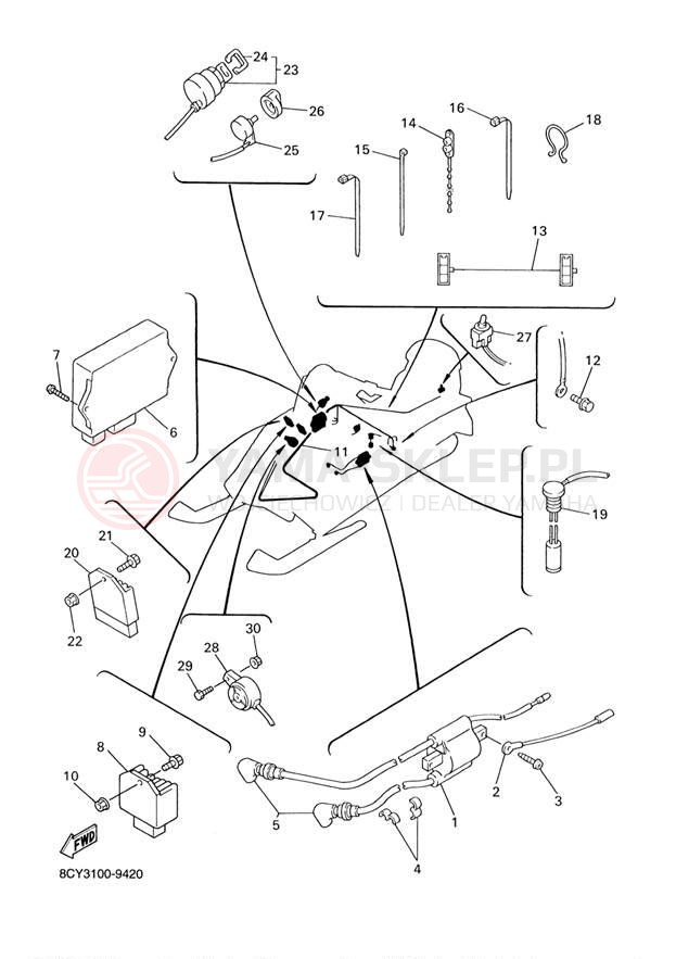 Schemat "układ elektryczny" do Yamaha VENTURE 500 VT500D/VX500DXD