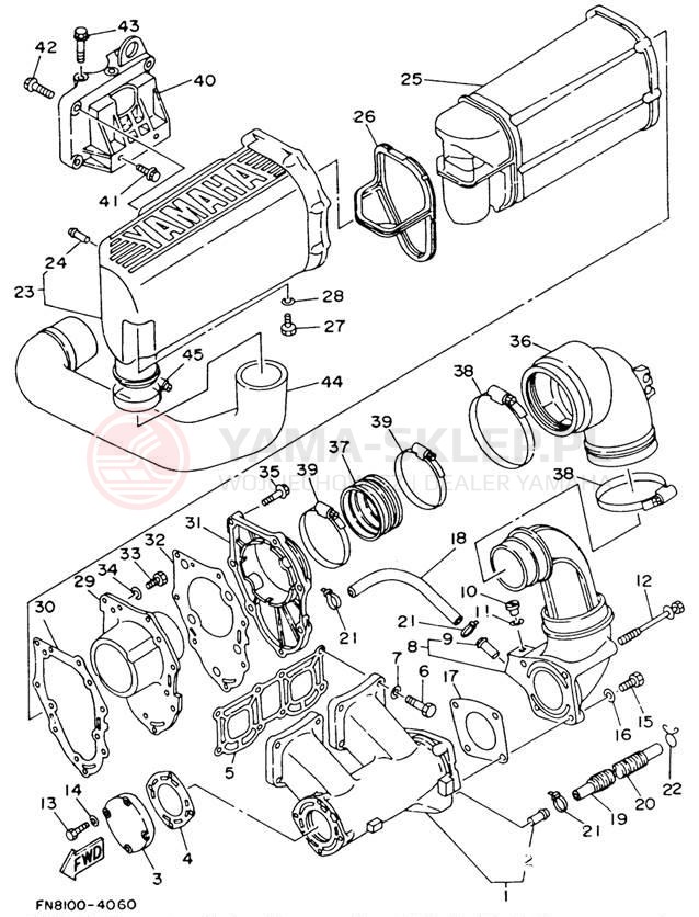 Schemat "wydech" do Yamaha WAVE RUNNER VXR WRB650S