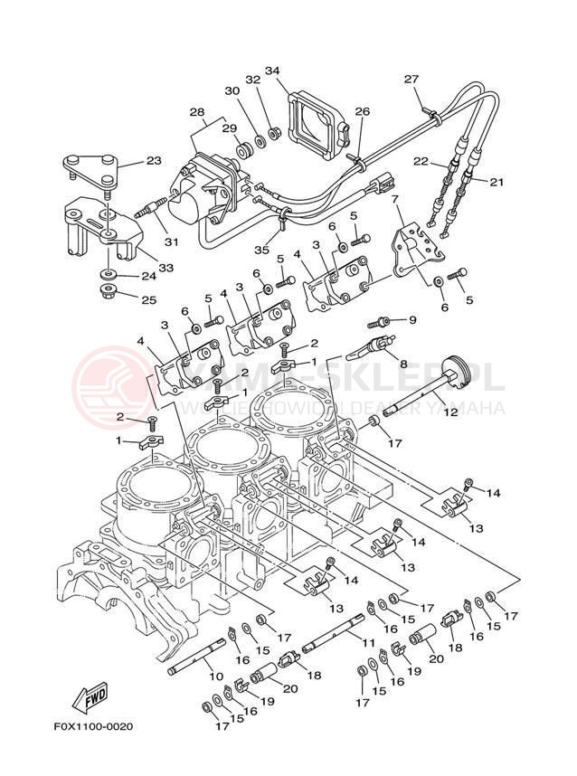 Schemat "Obudowa silnika - cylinder" do Yamaha GP1200 GP1200AY