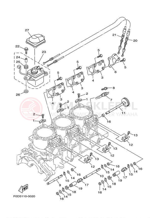 Schemat "Obudowa silnika - cylinder" do Yamaha XLT1200 XA1200AC