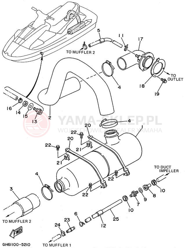 Schemat "Wydech końcowy" do Yamaha RA700AT