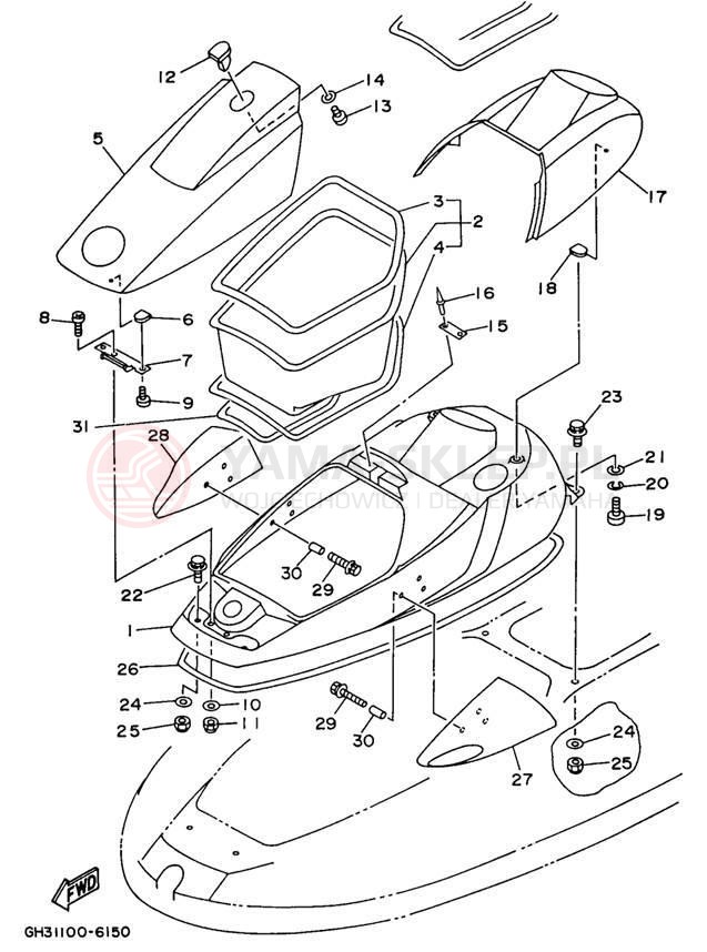 Schemat "ENGINE HATCH" do Yamaha WAVE VENTURE 1100 WVT1100U
