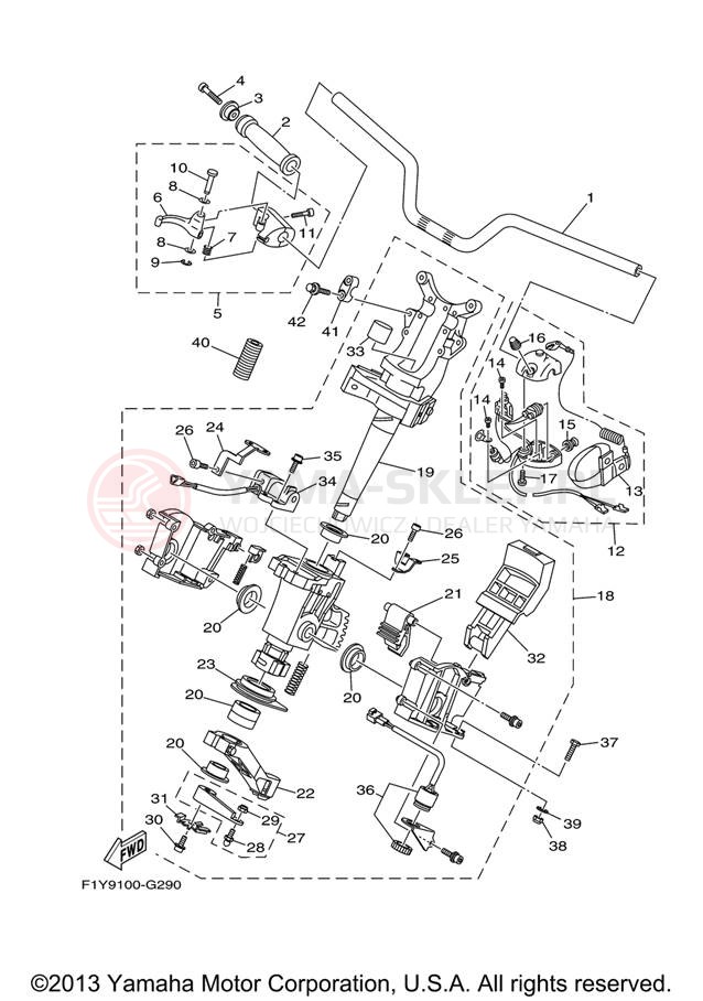 Schemat "Kierownica i osprzęt" do Yamaha FX1000G