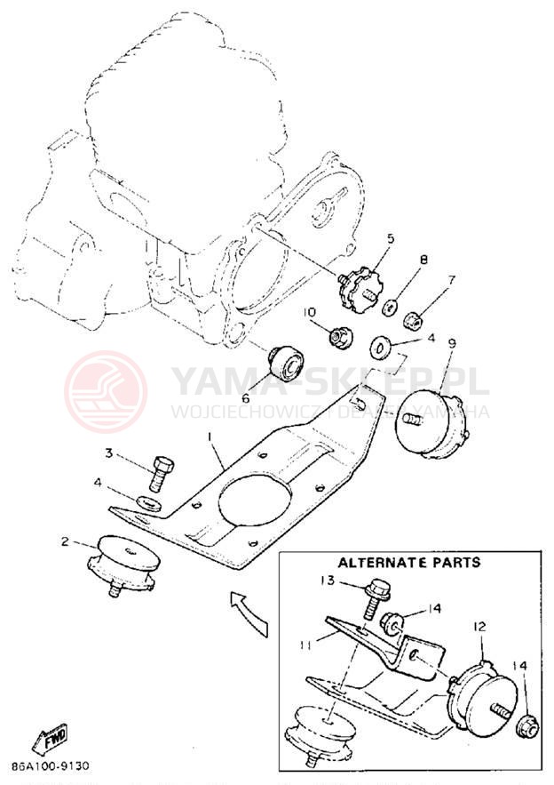 Schemat "Mocowanie silnika" do Yamaha BRAVO BR250P