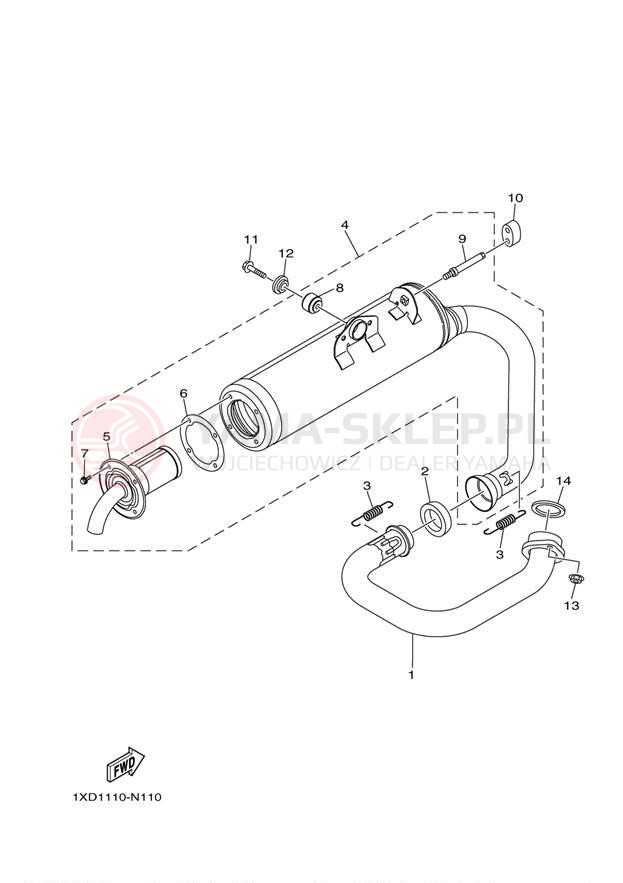 Schemat "Wydech końcowy" do Yamaha VIKING 700 YXM700DEG/YXM700DER