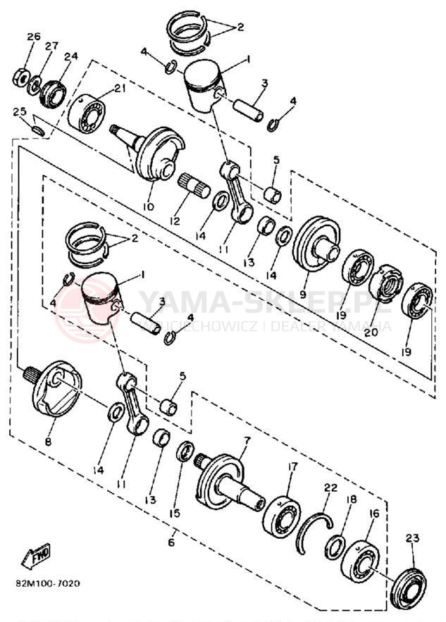 Schemat "Wał korbowy, tłok" do Yamaha EXCITER EX570L