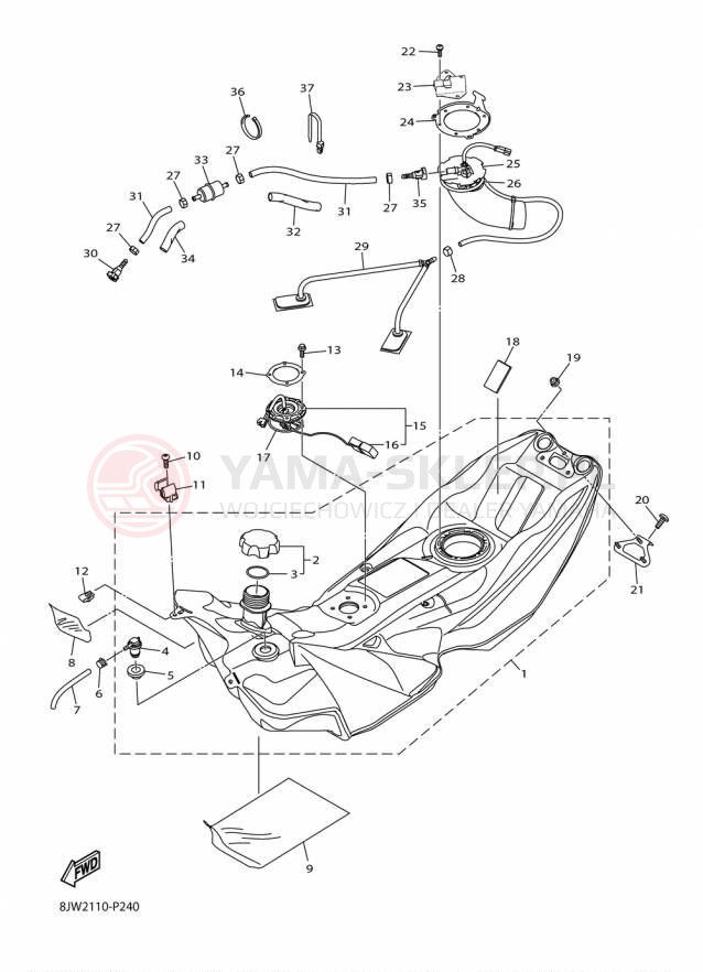 Schemat "zbiornik paliwa" do Yamaha SRVIPER R TX LE SR10RLFO