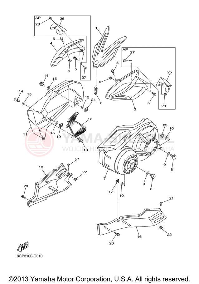 Schemat "Osłony" do Yamaha PHAZER RTX PZ50RTXL/PZ50RTXW