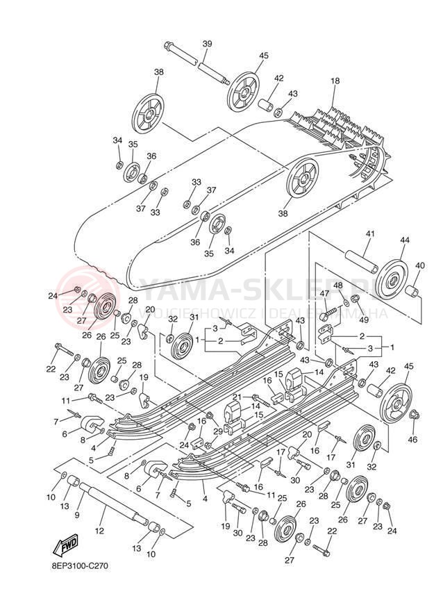 Schemat "Zawieszenie gąsiennicy" do Yamaha RX-1 MOUNTAIN RX10MJ/RX10MSJ