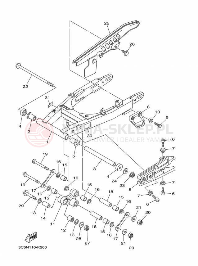 Schemat "wahacz" do Yamaha XT250 XT250F/XT250FC