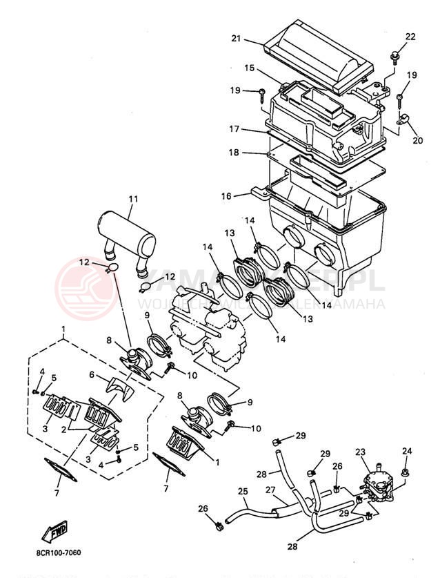 Schemat "Wtrysk paliwa" do Yamaha VMAX 600 XT VX600XTA/VX500XTA