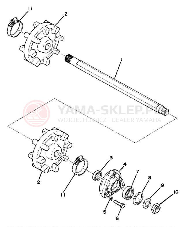 Schemat "Przednia ośka" do Yamaha EX340A/EX440A