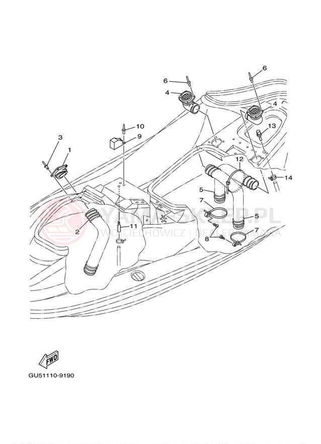 Schemat "odpowietrzenie" do Yamaha SUV1200 SV1200B