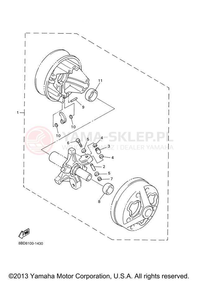 Schemat "Sprzęgło - zestaw regulacji" do Yamaha BR250TX