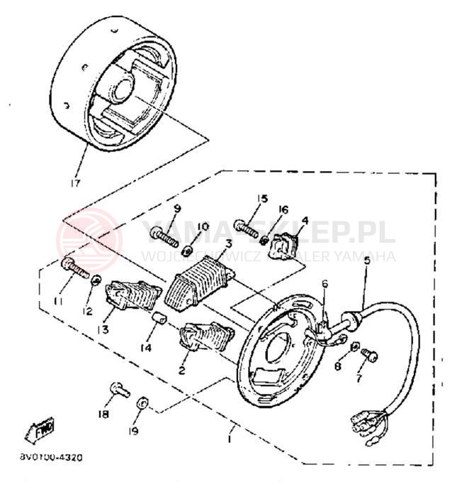Schemat "prądnica" do Yamaha EXCEL III EC340H