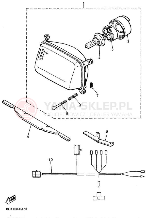 Schemat "Lampa przód" do Yamaha VENTURE XL VT480A
