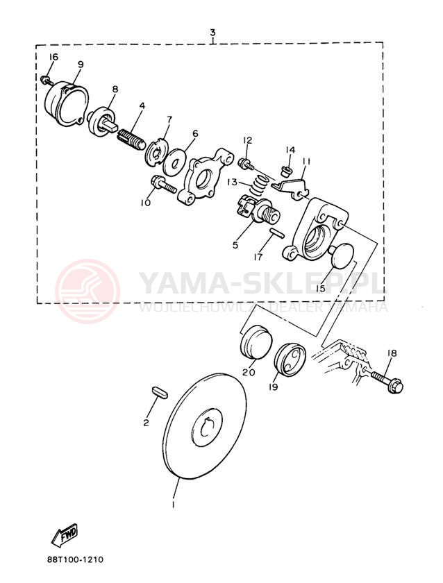 Schemat "hamulec" do Yamaha VENTURE TR VT480TRA