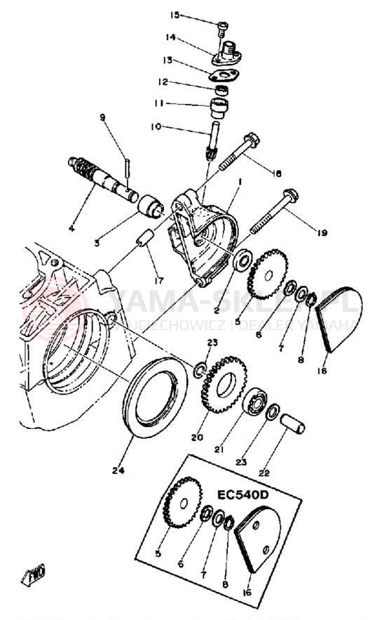 Schemat "przeniesienie napędu" do Yamaha EC540D