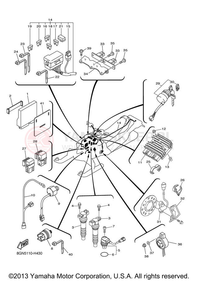 Schemat "układ elektryczny" do Yamaha PHAZER RTX PZ50RTZO/PZ50RTZB