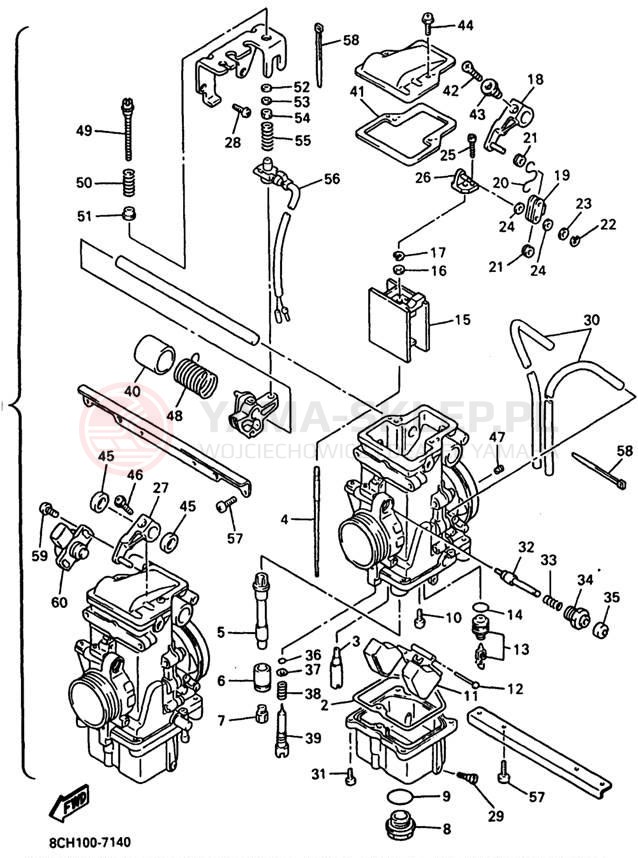 Schemat "gaźnik" do Yamaha VMAX 600 SX VX600SXA/VX700SXA