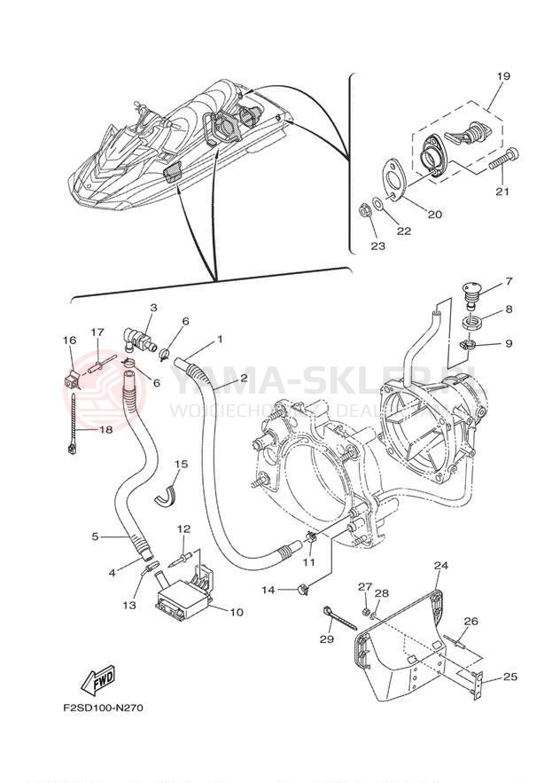 Schemat "HULL & DECK" do Yamaha WAVE RUNNER FX SHO FA1800N