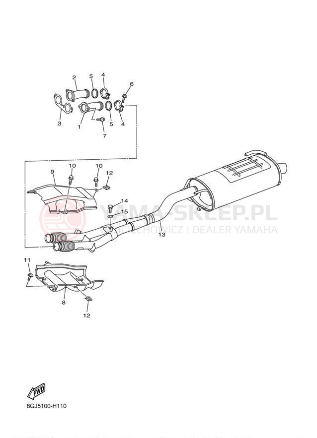 Schemat "Wydech końcowy" do Yamaha VENTURE LITE PZ50VTAW