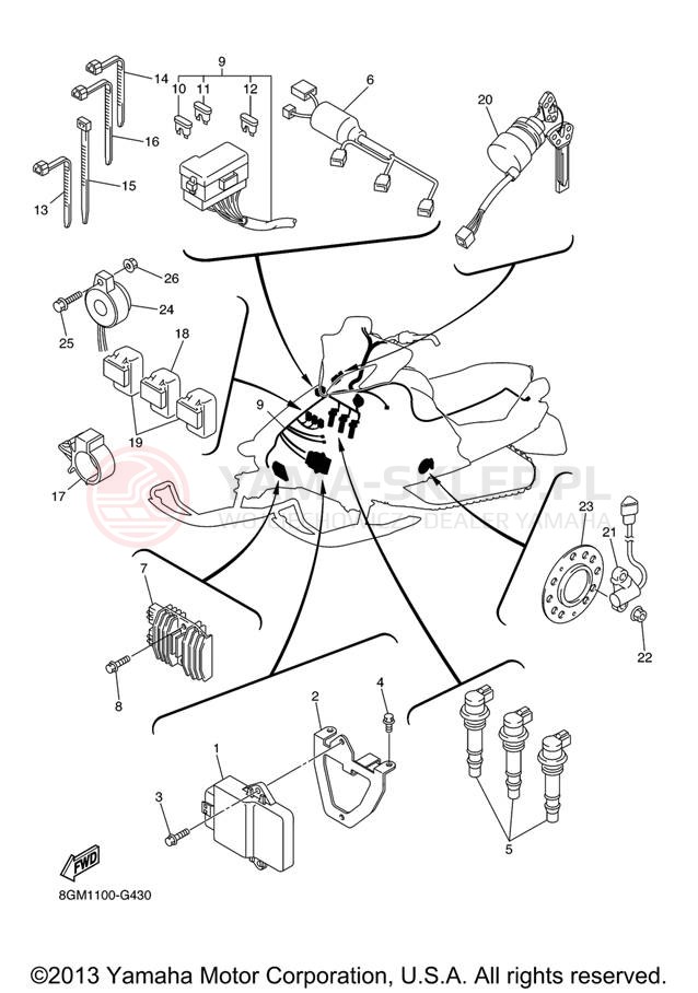 Schemat "układ elektryczny" do Yamaha RS VECTOR RS90RXB/RS90GTXL