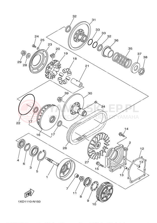 Schemat "sprzęgło" do Yamaha VIKING 700 HUNTER YXM700DHEH