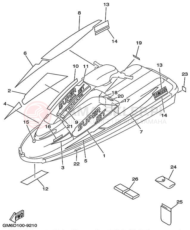Schemat "Naklejki" do Yamaha SUPER JET SJ700AX