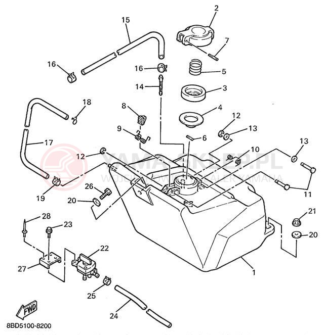 Schemat "zbiornik paliwa" do Yamaha BRAVO LT BR250TC