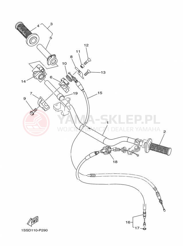 Schemat "Kierownica i osprzęt" do Yamaha YZ250 YZ250F2